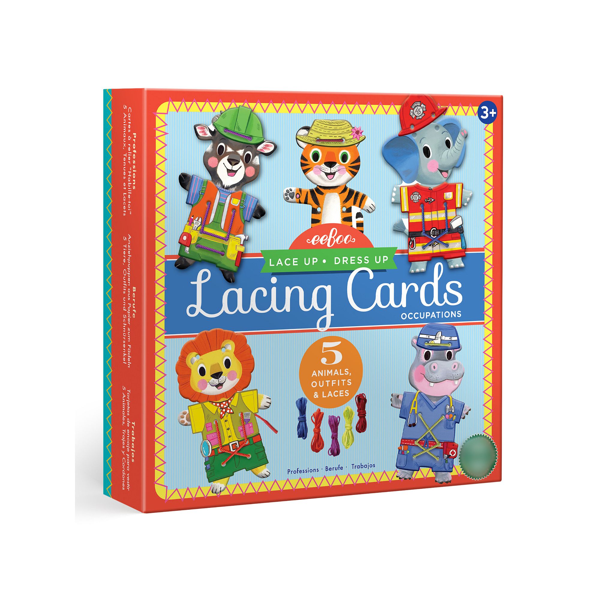 eeBoo Dress Up Lacing Cards: Occupations - Set of 5 Characters Outfits & La