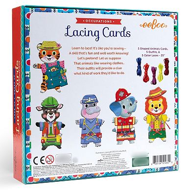 eeBoo Dress Up Lacing Cards: Occupations - Set of 5 Characters Outfits & Laces
