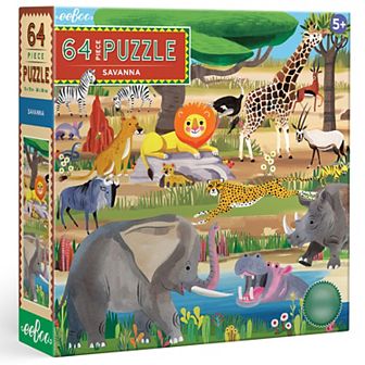 eeBoo Savanna - 64 pc Puzzle - 15 x 15" Kids Square Jigsaw Puzzle
