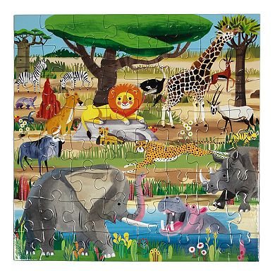eeBoo Savanna - 64 Piece Puzzle - 15 x 15" Kids Square Jigsaw Puzzle