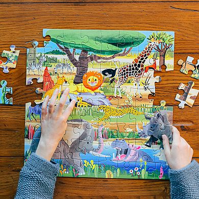 eeBoo Savanna - 64 Piece Puzzle - 15 x 15" Kids Square Jigsaw Puzzle