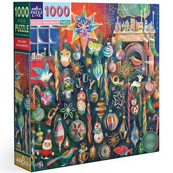 eeBoo Piece & Love: Holiday Ornaments - 1000 pc Puzzle Square Christmas Jigsaw Puzzle, 23x23"