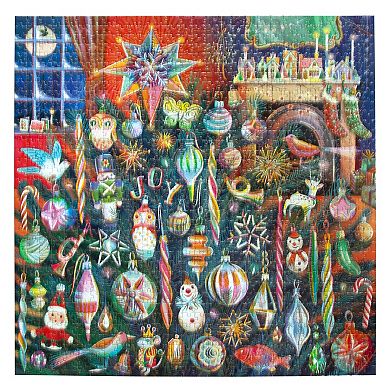 eeBoo Piece & Love: Holiday Ornaments - 1000 Piece Puzzle Square Christmas Jigsaw Puzzle, 23x23"