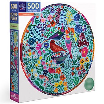 eeboo Piece & Love: Four Birds 500 pc Round Jigsaw Puzzle