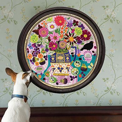 eeBoo Piece & Love: Fruits & Flowers - 500 Piece Puzzle Round Jigsaw Puzzle, 23"