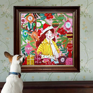 eeBoo Piece & Love: Ms. Santa's Reindeer - 500 Piece Puzzle Square Jigsaw Puzzle, 23x23"