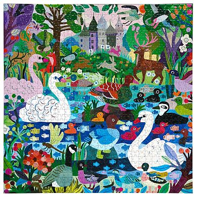 eeBoo Piece & Love: Ducks in the Clearing - 1000 Piece Puzzle Square Jigsaw Puzzle, 23x23"