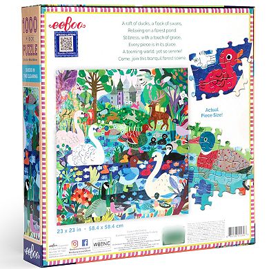 eeBoo Piece & Love: Ducks in the Clearing - 1000 Piece Puzzle Square Jigsaw Puzzle, 23x23"