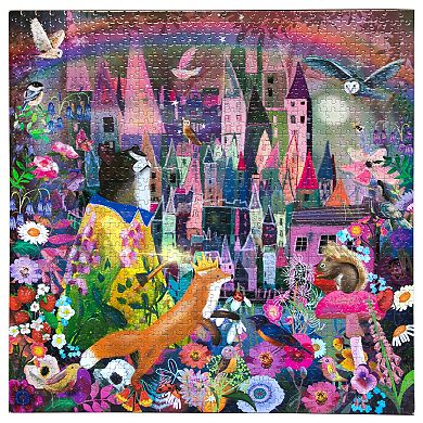 eeBoo Piece & Love: Cat & The Castle - 1000 Piece Puzzle Square Jigsaw Puzzle, 23x23"