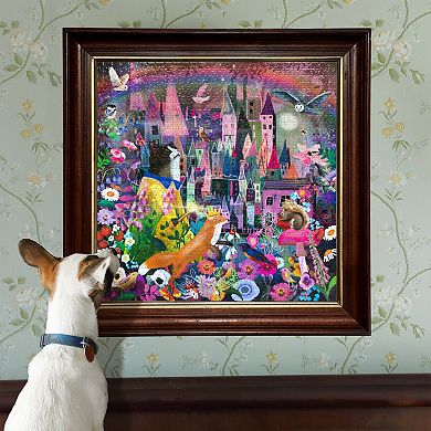 eeBoo Piece & Love: Cat & The Castle - 1000 Piece Puzzle Square Jigsaw Puzzle, 23x23"