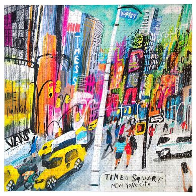 eeBoo Piece & Love: Times Square - 1000 Piece Puzzle Square Jigsaw Puzzle, 23x23"