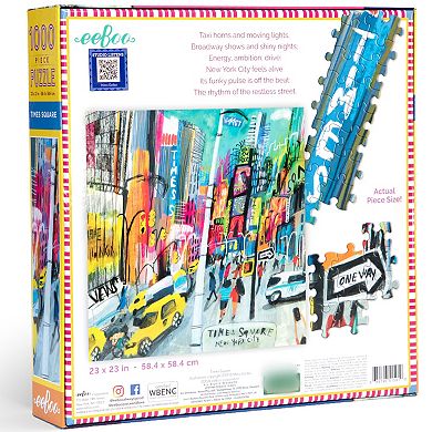 eeBoo Piece & Love: Times Square - 1000 Piece Puzzle Square Jigsaw Puzzle, 23x23"