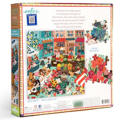 eeboo Piece & Love: English Green Market 1000 Piece Puzzle Square Jigsaw