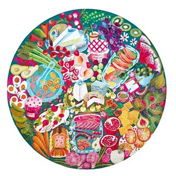eeBoo Piece & Love: Charcuterie - 500 pc Puzzle Round Jigsaw Puzzle, 23"