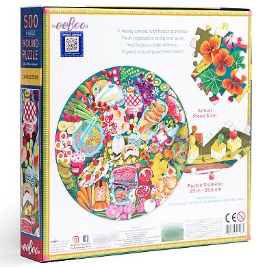 eeBoo Piece & Love: Charcuterie - 500 Piece Puzzle Round Jigsaw Puzzle, 23"