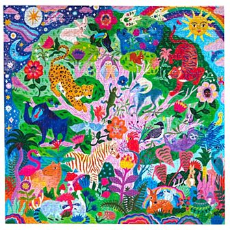 eeBoo Piece & Love: Life in a Tree - 1000 pc Puzzle Square Jigsaw Puzzle, 23x23"