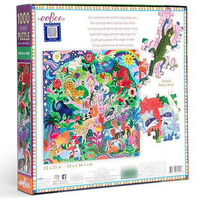 eeBoo Piece & Love: Life in a Tree - 1000 Piece Puzzle Square Jigsaw Puzzle, 23x23"