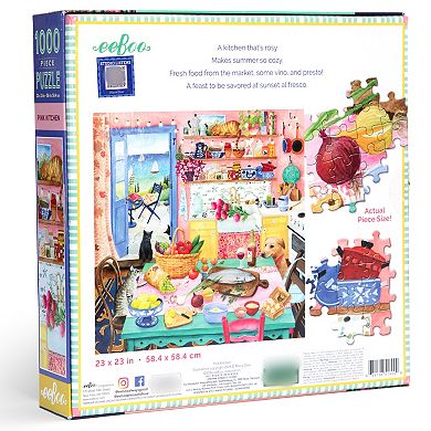 eeBoo Piece & Love: Pink Kitchen - 1000 Piece Puzzle Square Jigsaw Puzzle, 23x23"
