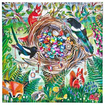 eeBoo Piece & Love: Wildlife Treasure - 1000 pc Puzzle Square Jigsaw Puzzle, 23x23"