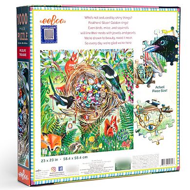 eeBoo Piece & Love: Wildlife Treasure - 1000 Piece Puzzle Square Jigsaw Puzzle, 23x23"