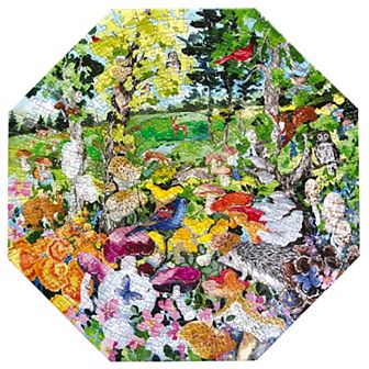 eeBoo Piece & Love: Edible Mushrooms - 500 pc Puzzle Octagonal Jigsaw Puzzle, 20.3"x"20.3"