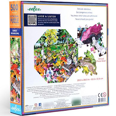 eeBoo Piece & Love: Edible Mushrooms - 500 Piece Puzzle Octagonal Jigsaw Puzzle, 20.3"x"20.3"