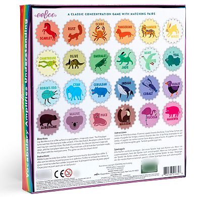eeBoo Rainbow Memory Matching Game - 24 Pairs To Memorize & Match, Colors & Animals, Encourages Recognition