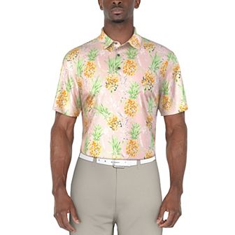 Men's Grand Slam Palm Leaves Short Sleeve Golf Polo Shirt