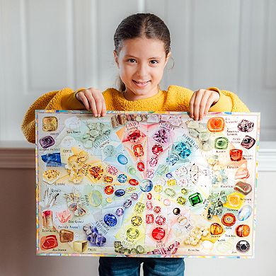 eeBoo Love Of Crystals & Gems - 100 Piece Puzzle - 24x16" Kids Jigsaw Puzzle