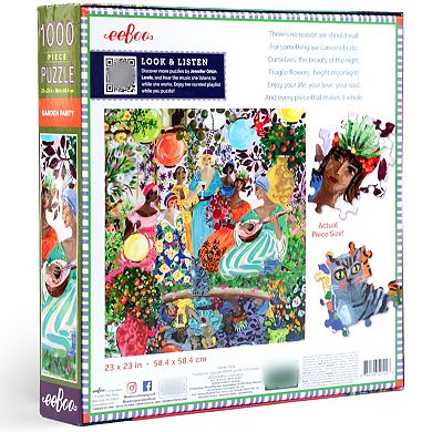 eeBoo Piece & Love: Garden Party - 1000 Piece Puzzle Square Jigsaw Puzzle, 23x23"