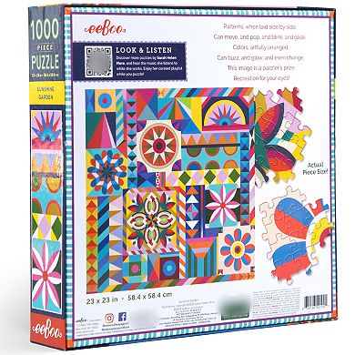 eeBoo Piece & Love: Sunshine Garden - 1000 Piece Puzzle Square Jigsaw Puzzle, 23x23"