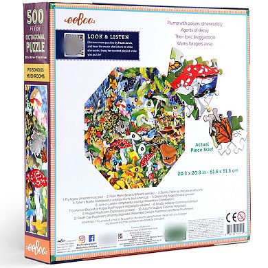eeBoo Piece & Love: Poisonous Mushrooms - 500 Piece Puzzle Octagonal Jigsaw Puzzle 20.3"x"20.3"