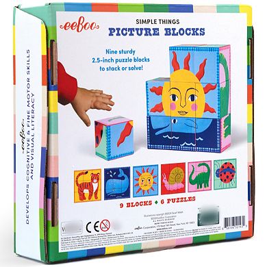 eeboo Simple Things 9-Piece Animal and Nature Picture Block Puzzles