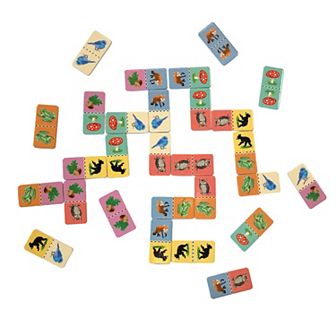 eeboo Dominoes: Busy Woods 28 Colorful Animal & Nature Themed Tiles
