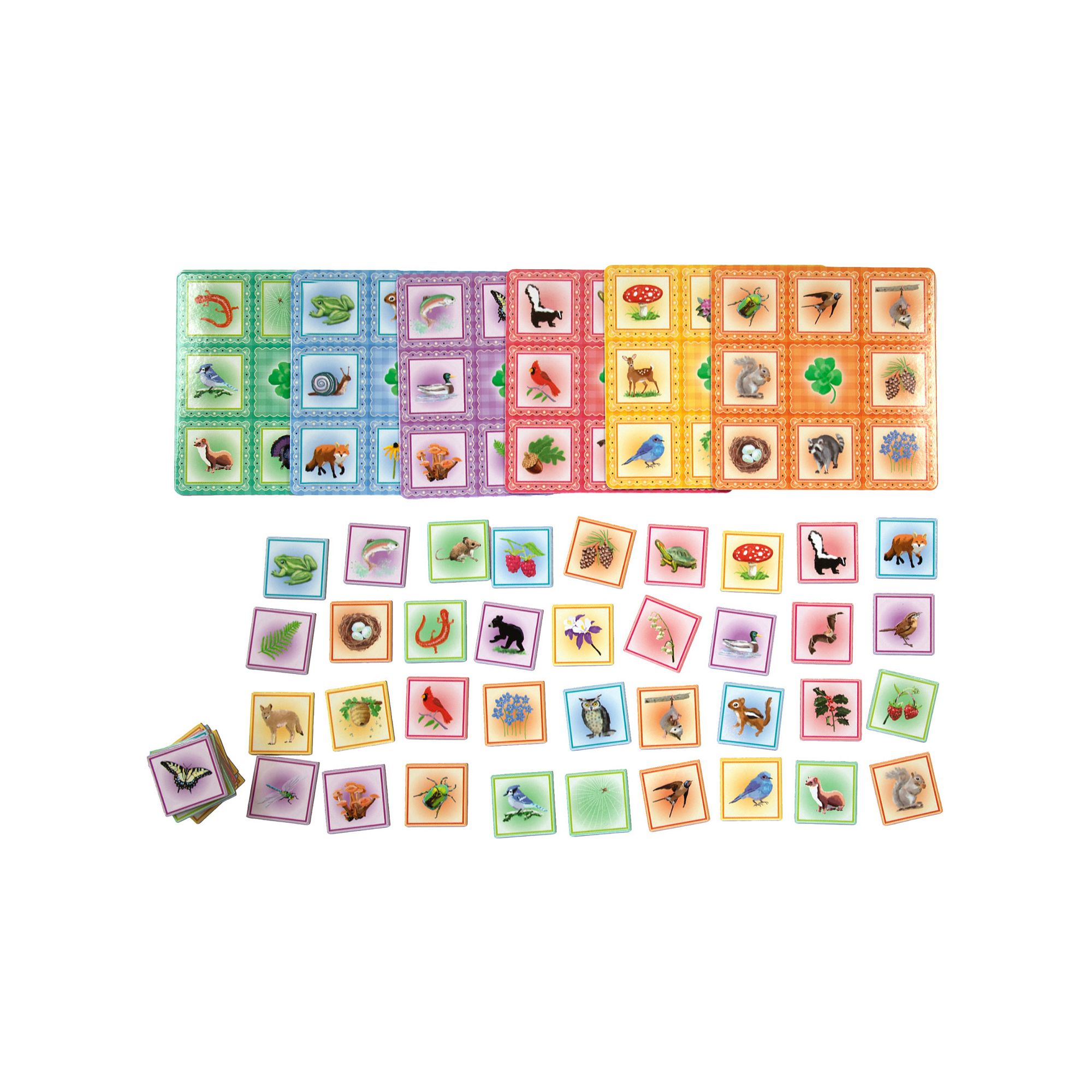 eeboo Bingo: Busy Woods Animal & Nature Themed Classic Family Matching Game