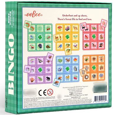 eeboo Bingo: Busy Woods Animal & Nature Themed Classic Family Matching Game