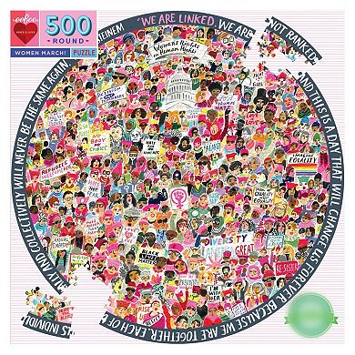 eeboo Piece and Love Women March! 500 Piece Round Jigsaw Puzzle