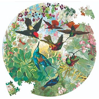 eeboo Piece & Love: Hummingbirds 500 pc Round Circle Jigsaw Puzzle