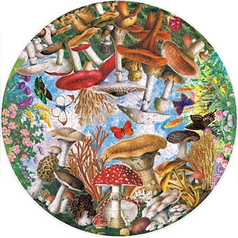 eeboo Piece & Love: Mushrooms & Butterflies 500 pc Round Circle Jigsaw Puzzle