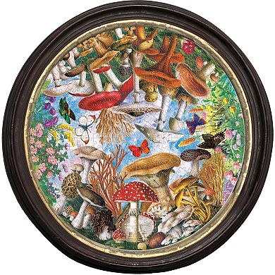 eeboo Piece & Love: Mushrooms & Butterflies 500 Piece Round Circle Jigsaw Puzzle