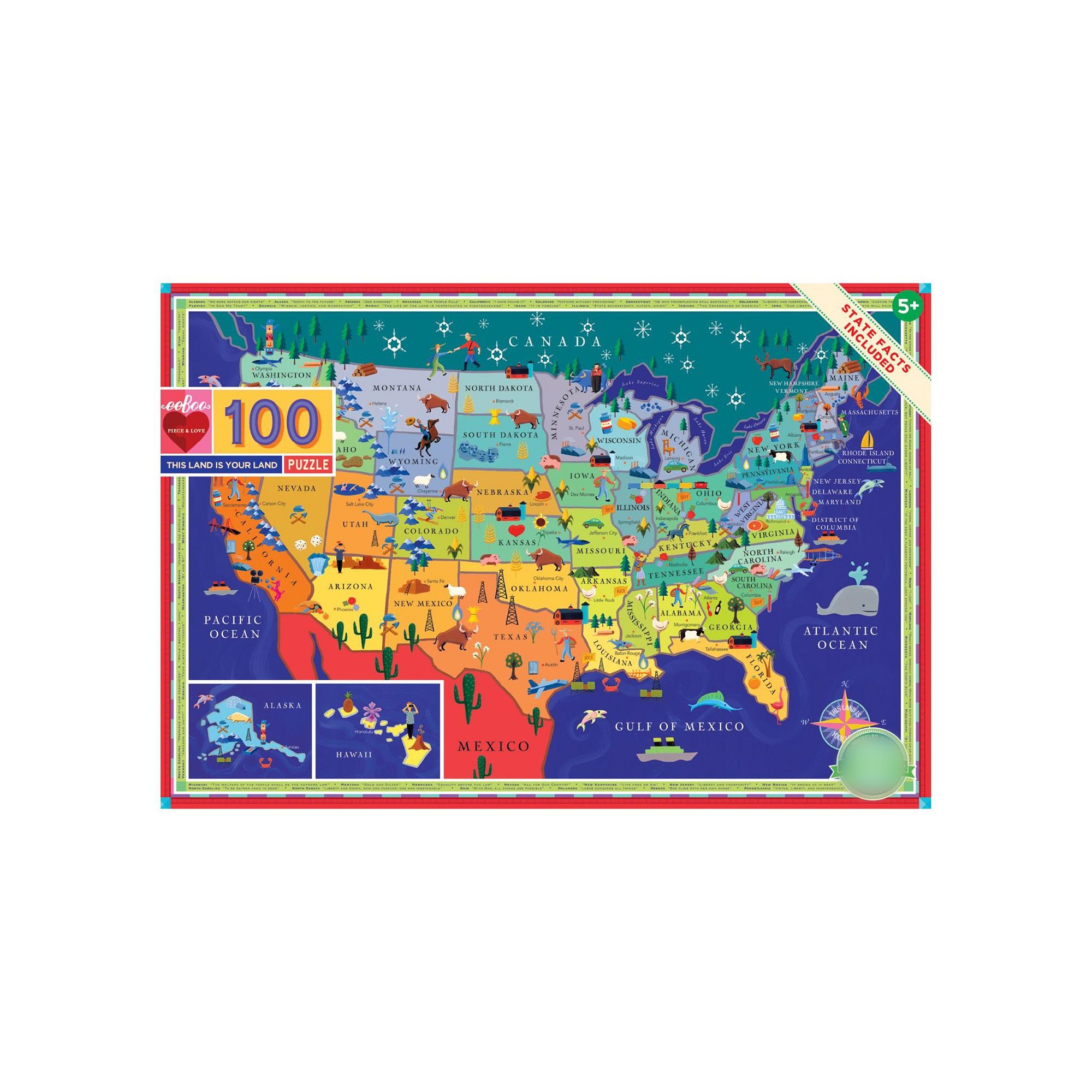 eeboo This Land is Your Land 100 Piece Puzzle, Multi