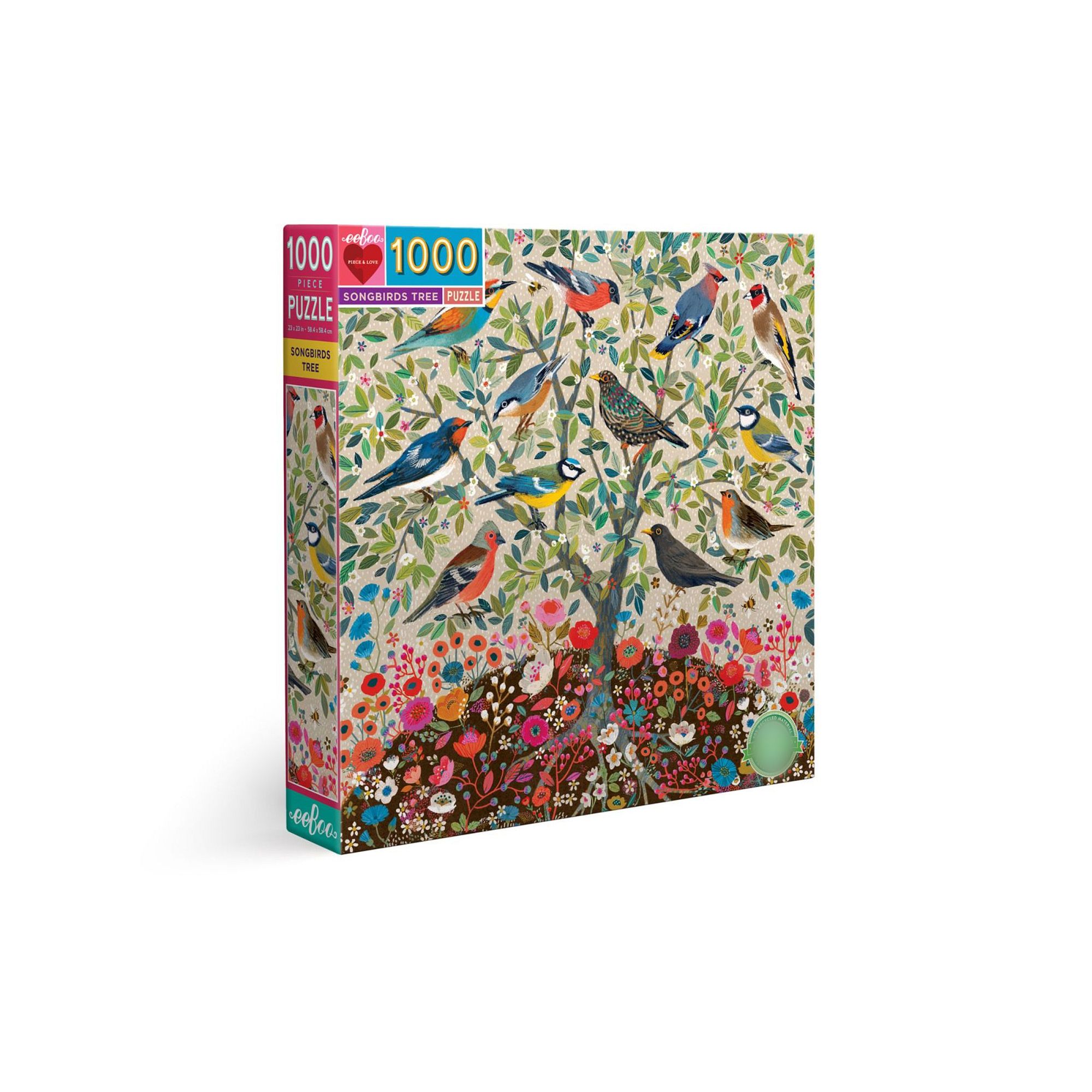 eeboo Piece and Love Songbirds Tree 1000 Piece Jigsaw Puzzle, Multi