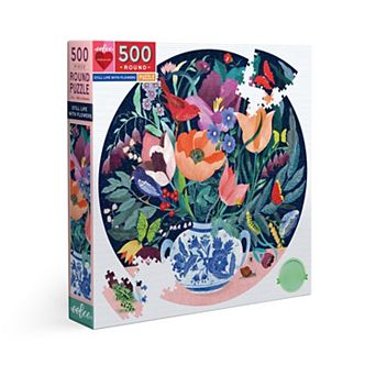 eeboo Piece and Love Still Life with Flowers 500 pc Round Jigsaw Puzzle