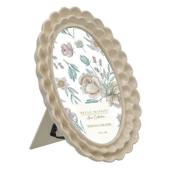Belle Maison 5" x 7" Ivory Scalloped Resin Frame Table Decor - White