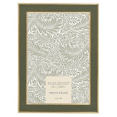 Belle Maison 5" x 7" Green Faux Leather Metal Frame Table Decor