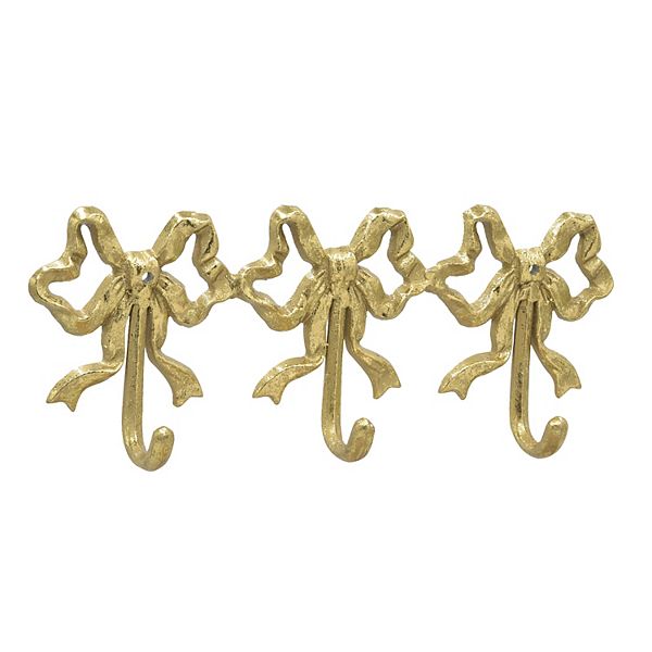 Belle Maison 3-Piece Gold Bow Cast Metal Hook Set - Gold