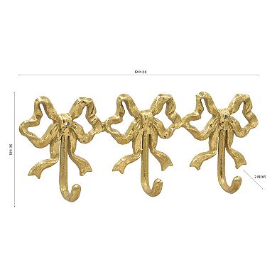Belle Maison 3-Piece Gold Bow Cast Metal Hook Set