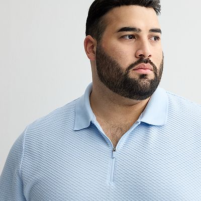 Big & Tall FLX Textured Knit Zipper Polo