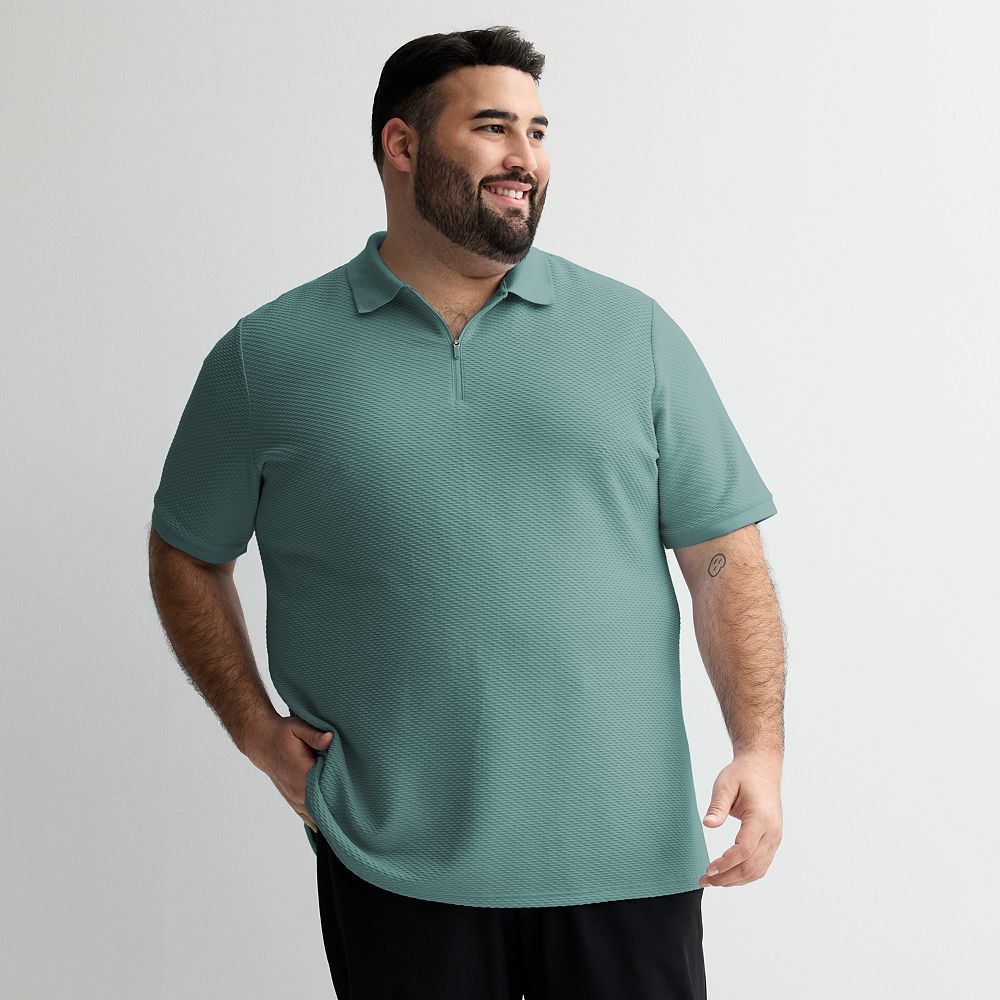 Big & Tall FLX Textured Knit Zipper Polo
