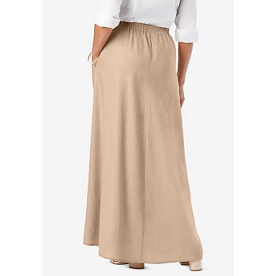 Jessica London Women's Plus Size Linen Maxi Skirt